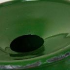 Groen Emaille Vintage Staande Asbak Uit Bulgarije thumbnail 2