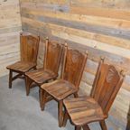 Robuuste Eiken Stoelen Set Van 4 Donker thumbnail 4