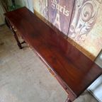 Klassieke Engelse Sidetable Haltafel, Wandconsole Lichte Gebruikssporen Afm, 140x34cm En 75cm Hoog. thumbnail 6