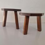 Massief Eiken Houten Brutalist Tafeltjes. thumbnail 6