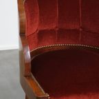Zeer Charmante Art Deco “wolken” Eetkamer/ Bijzetstoel Met Luxe Rode Bekleding thumbnail 3