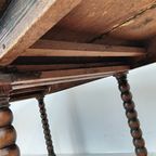 Prachtige Antieke Eikenhouten Eetkamer-/Bijzettafel thumbnail 13
