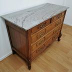 Vintage Frans Dressoir Commode, Ladekast Badkamermeubel Met Marmer Blad 405 thumbnail 10