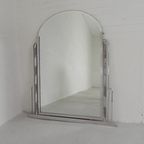 Art Deco Spiegel Met Geslepen Glas In Aluminium Lijst, Jaren 30 thumbnail 13