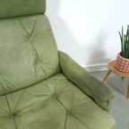 Groen Leren Fauteuil Met Houten Frame thumbnail 13
