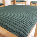 4 Vintage Dining Chairs Green | Groene Stoelen Ribstof Deens thumbnail 8