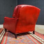 Vintage Lederen Fauteuil – Rood thumbnail 4