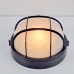 Vintage Simes Buiten Wandlamp Metaal Glas ’80 Italy Zwart thumbnail 2