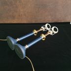 Tafellamp - Bedlamp - Kastlamp - Blauw - Metaal - Met Kap - 2 Stuks. thumbnail 10
