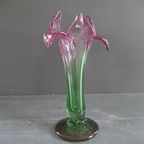 Vintage Murano Glazen Vaas Groen Wijnrood thumbnail 8