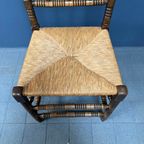 Antieke Hollandse Bobbin Stoel Met Biezen Zitting thumbnail 11