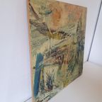 Jaren 70 Origineel Vintage Schilderij Acryl Op Hardboard thumbnail 5