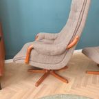 Deens Design Relax Fauteuil Met Voetenbank En Teak Hout thumbnail 11