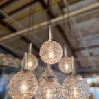 Vintage Kroonluchter 70s Chroom Met 7 Glazen Bollen thumbnail 8