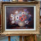 Clemence Biron (Geboren 1889). Impressionistisch Stilleven "Bloemenboeket". thumbnail 2