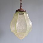 Art Deco Hanglamp In Lichtgroen Gebarsten Glas, 1920-30 thumbnail 6