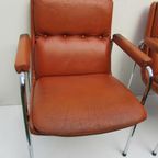 4 Vintage Cognac Leren Lounge Stoelen Artifort Geoffrey Harcourt thumbnail 17