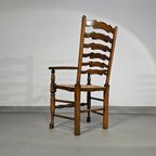 Set Of 4 Oak, Rustic, Farmhouse, Ladderback Dining Chairs With Rush Seats 1960S thumbnail 17
