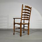 Set Of 4 Oak, Rustic, Farmhouse, Ladderback Dining Chairs With Rush Seats 1960s thumbnail 17