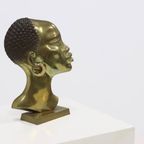 Solid Brass Sculpture African Woman 1950S thumbnail 5