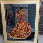 Vintage Geborduurd Schilderij Spaanse Danseres thumbnail 4