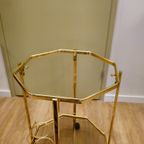 Vintage Messing Barcart Trolley Serveerwagen Bijzettafel thumbnail 9