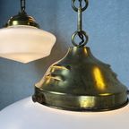 2X Art Deco Opaline Hanglampen (Conisch) thumbnail 7