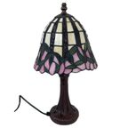 Tiffany Style Table Lamp - Stained Glass Shade And Decorative Base - Ca. 1980’S (No Cracks) thumbnail 5