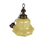 Art Deco Stijl - Hanglamp - Opaline Glas - Messing - 3E Kwart 20E Eeuw thumbnail 7