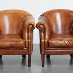 Unieke Set Van 4 Schapenleren Clubfauteuils Met Prachtige Kleuren En Een Comfortabele Zit thumbnail 2