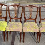 4 Antieke Stoelen Art Deco Groen Kleurrijk thumbnail 3