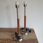 Design - Tafellampen - Kastlampen - Bedlampen - Rvs En Teak. thumbnail 10