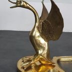 Vintage Brass Swan Coffee Table, Italy, 1960S thumbnail 5