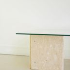 Glazen Salontafel Travertin Onderstel thumbnail 3