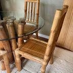 Vintage Boho Bamboe Eetkamerset - Eettafel Met 4 Stoelen thumbnail 9