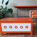 Superleuk Retro Frans Bureau Jaren 70 Vintage Oranje thumbnail 4