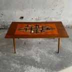 Mid Century Wood And Mosaic Coffee Table thumbnail 2