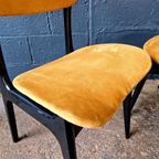 2 Vintage Stoelen In Zwart Gelakt Hout En Mosterdstof, 1960 thumbnail 5