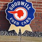 Tof En Groot Decoratief Emaille Bord Goodwill Used Cars. thumbnail 5