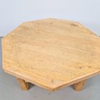 Brutalistische Eiken Salontafel Achthoek Rustiek Japandi ´60 thumbnail 6
