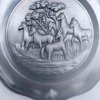 Vintage Tinnen Bord Met Paarden. 22 Cm. thumbnail 7