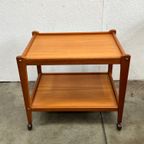 Vintage Deense Trolley / Bijzetmeubel, Teak, Brdr Furbo, 1960's thumbnail 2