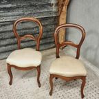 Set Antieke Stoelen Louis Philippe Stijl Creme Wit thumbnail 12