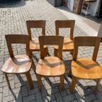 Set (5) Deens Vintage Eetkamerstoelen Brutalist Style thumbnail 5