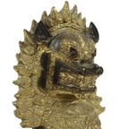 Grote Tempelleeuw Verguld Brons Beeld Thailand Singha Foo Dog 27cm thumbnail 4