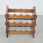 Vintage Brutalist Eiken Hout Wijnrek Japandi 1960 Modulair thumbnail 5