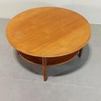 Vintage Mid Century Houten Salontafel, Rond thumbnail 15