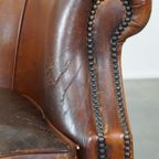 Stoere Maar Comfortabele Vintage Clubfauteuil Gemaakt Van Schapenleer thumbnail 11