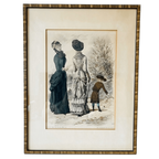 Antieke Ingelijste Franse Modeprent 1845 thumbnail 3