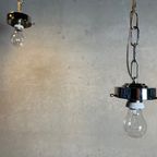 2X Vintage Hanglamp ‘Raspberry’ – Glas En Chroom thumbnail 9